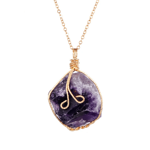 Natural Gemstone Necklace Chakra Stone Pendant Energy Healing Crystal - AMIR BAGS INDIA PRIVATE LIMITED