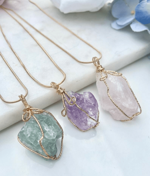 Natural Gemstone Necklace Chakra Stone Pendant Energy Healing Crystal - AMIR BAGS INDIA PRIVATE LIMITED