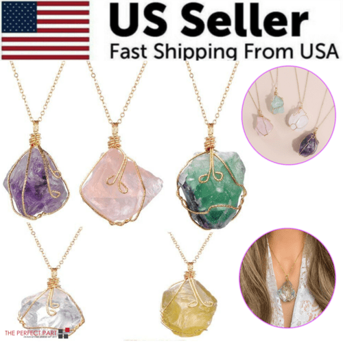 Natural Gemstone Necklace Chakra Stone Pendant Energy Healing Crystal - AMIR BAGS INDIA PRIVATE LIMITED