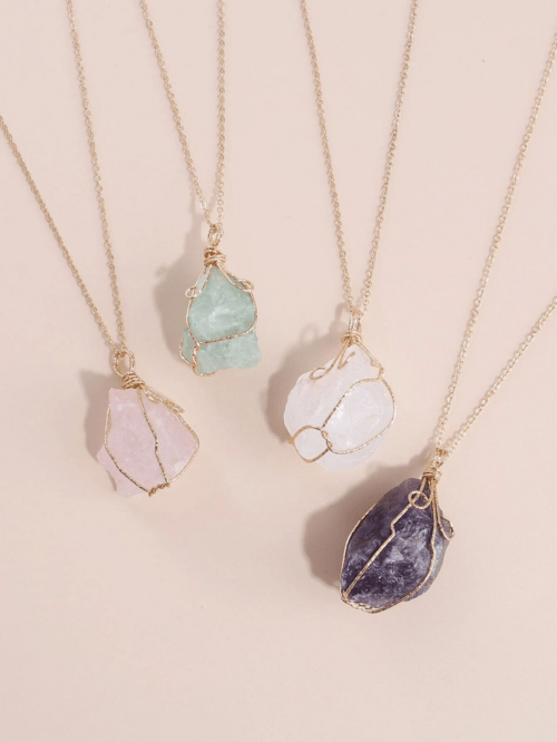 Natural Gemstone Necklace Chakra Stone Pendant Energy Healing Crystal - AMIR BAGS INDIA PRIVATE LIMITED