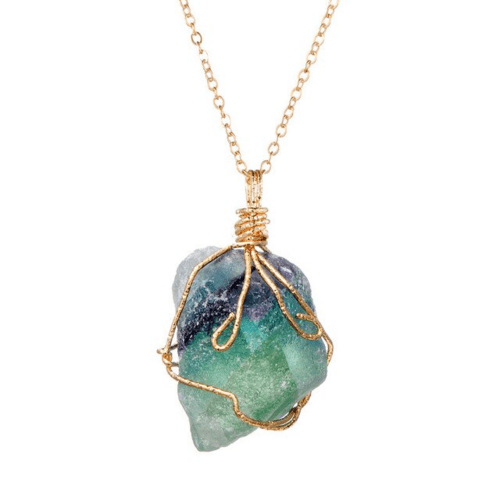 Natural Gemstone Necklace Chakra Stone Pendant Energy Healing Crystal - AMIR BAGS INDIA PRIVATE LIMITED