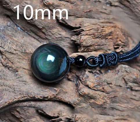 Natural Obsidian Rainbow Eye Transfer Good Luck Pearl Pendant Necklace Polyester Rope Chain Necklace Jewelry For Woman - AMIR BAGS INDIA PRIVATE LIMITED