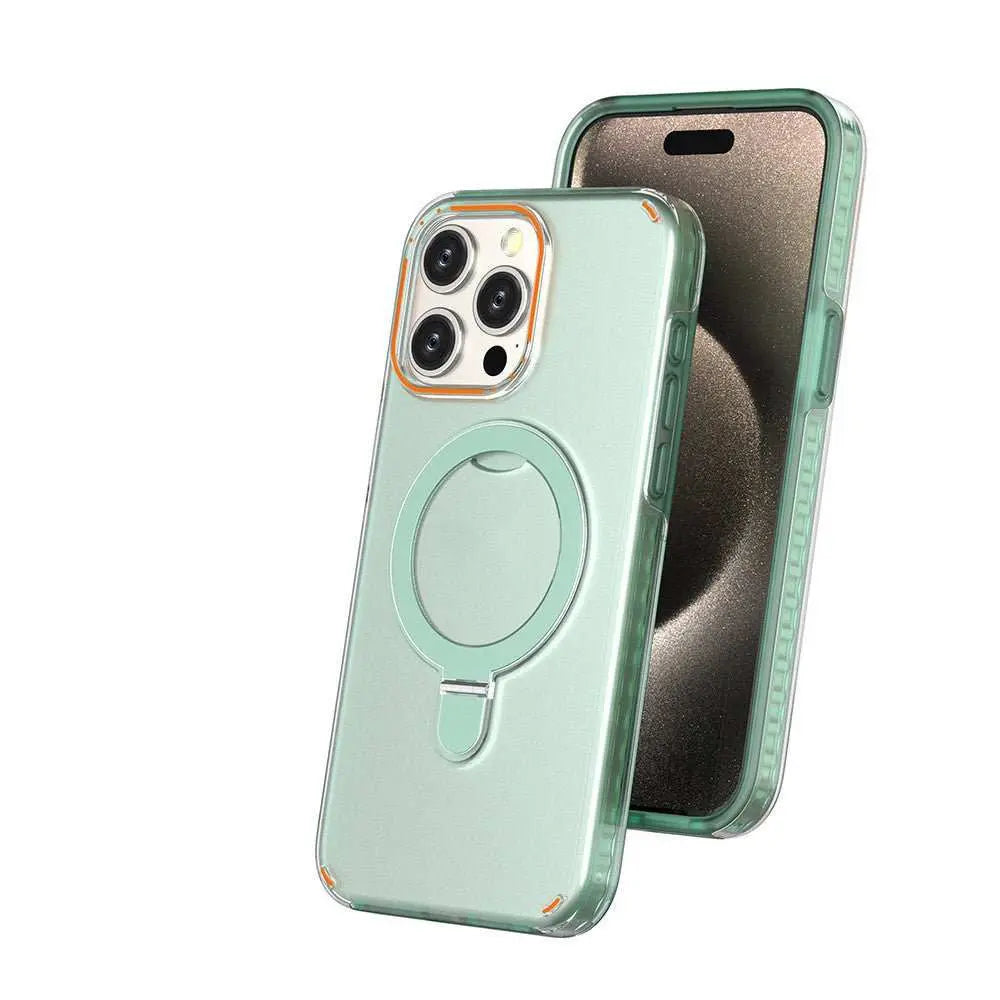 New Colorful Magnetic Bracket Phone Case With Holder Stand Cover For Magesafe Magnetic Transparent Wireless Charge Case For Phone - AMIR BAGS INDIA PRIVATE LIMITED