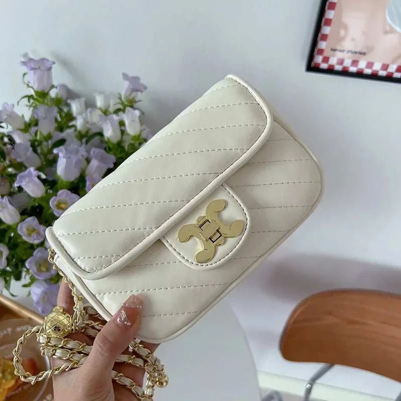 New texture fashion simple pure colour trend lattice small fragrant wind chain bag temperament shoulder crossbody female bags - AMIR BAGS INDIA PRIVATE LIMITED