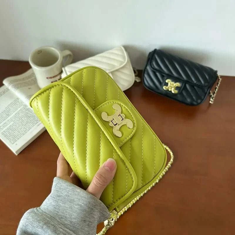 New texture fashion simple pure colour trend lattice small fragrant wind chain bag temperament shoulder crossbody female bags - AMIR BAGS INDIA PRIVATE LIMITED