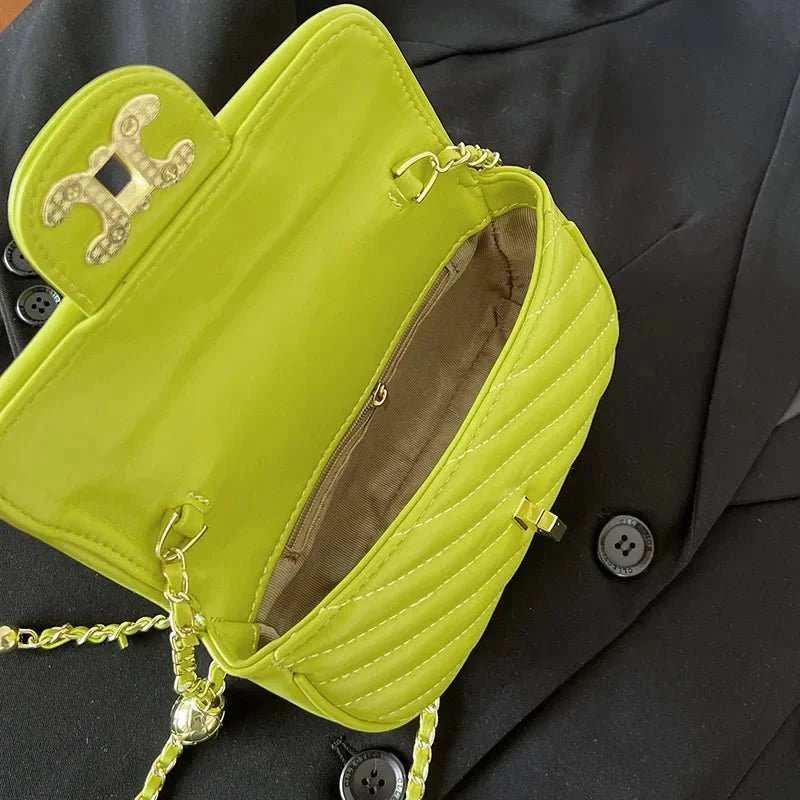 New texture fashion simple pure colour trend lattice small fragrant wind chain bag temperament shoulder crossbody female bags - AMIR BAGS INDIA PRIVATE LIMITED
