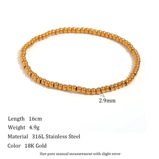 Niche Vintage Stainless Steel Plated 18K Elastic Bead Bracelet - AMIR BAGS INDIA PRIVATE LIMITED