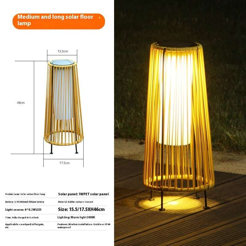 Outdoor Solar Lantern Lights Waterproof High Brightness Hanging Imitation Bamboo Weaving Hollowed Table Lamp Decoration - AMIR BAGS INDIA PRIVATE LIMITED