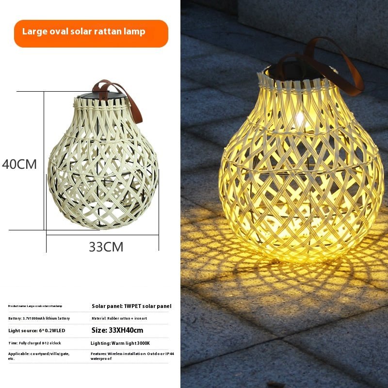 Outdoor Solar Lantern Lights Waterproof High Brightness Hanging Imitation Bamboo Weaving Hollowed Table Lamp Decoration - AMIR BAGS INDIA PRIVATE LIMITED