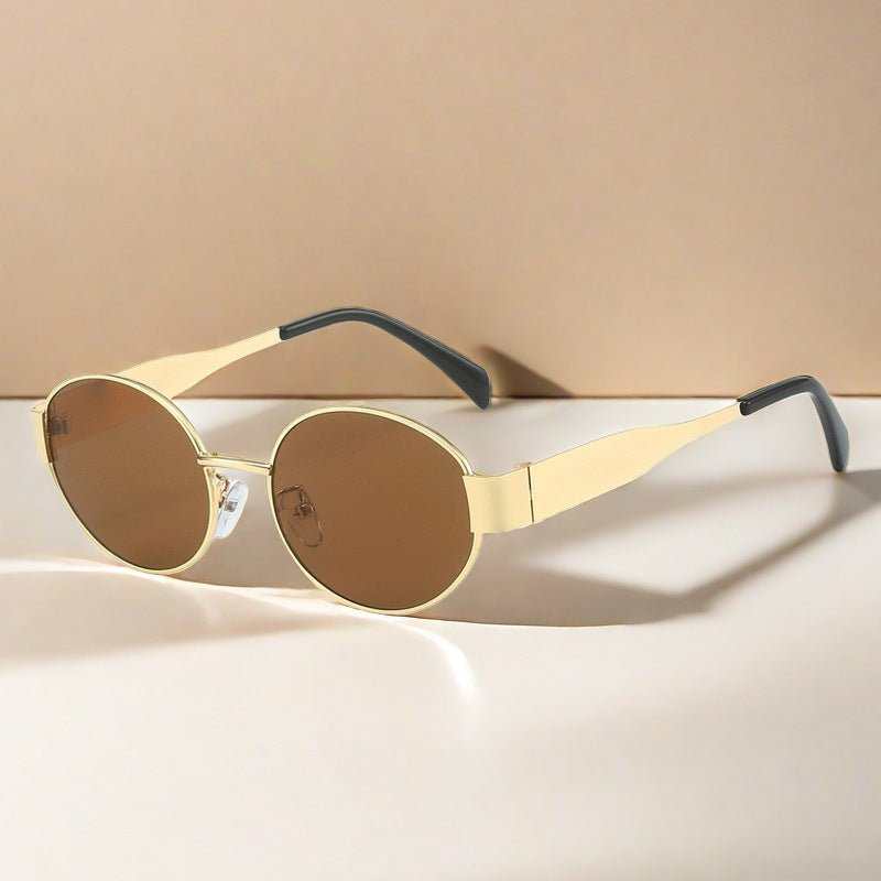 Oval Sunglasses Women's Metal Vintage Sunglasses - AMIR BAGS INDIA PRIVATE LIMITED