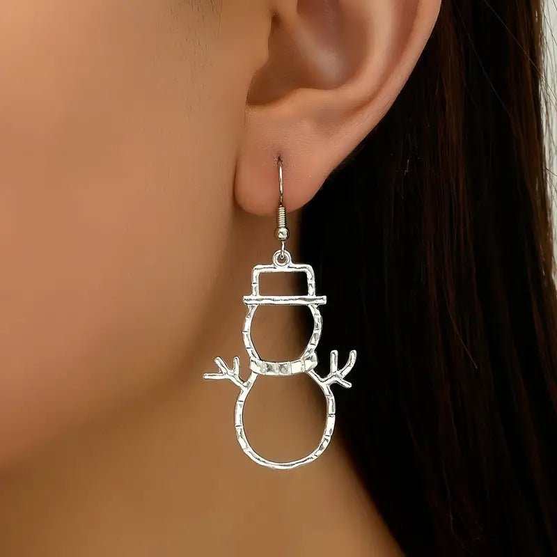Personalized Snowman Earrings And Pendant Fashion Simple Christmas Hollow Necklace For Women Jewelry - AMIR BAGS INDIA PRIVATE LIMITED
