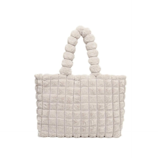 Plaid Handbags Winter Fashion High Capacity Shopping Plush Bag Korean Style Personalized Designer Luxury Tote Bags For Women - AMIR BAGS INDIA PRIVATE LIMITED