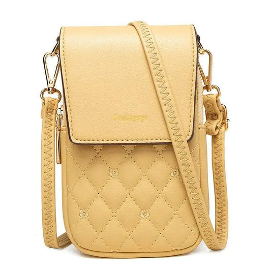 Plaid Sewing Design Mobile Phone Bags For Women Simple Buckle Multifunctional Crossbody Shoulder Bag - AMIR BAGS INDIA PRIVATE LIMITED