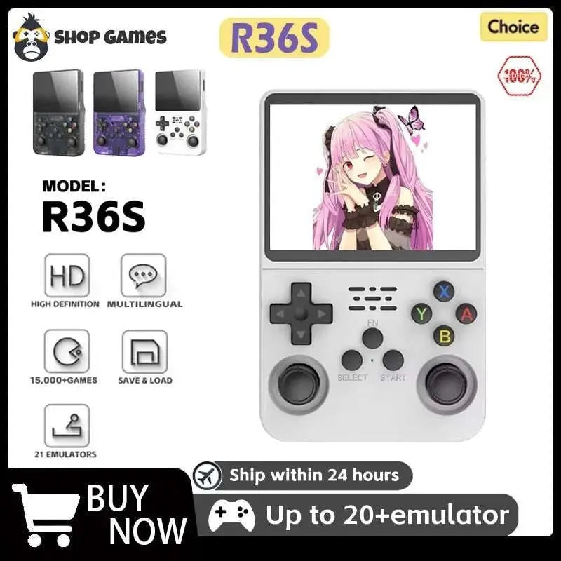 R36S Retro Handheld Video Game Console Linux System 3.5 Inch IPS Screen Portable Player 64GB GamesMultiple colors are available - AMIR BAGS INDIA PRIVATE LIMITED