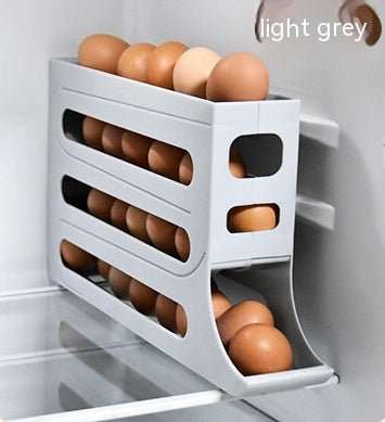 Refrigerator 4 - Layer Automatic Egg Roller Sliding Egg Tray Refrigerator Side Door Large Capacity Holder Egg Storage Box Kitchen Gadgets - AMIR BAGS INDIA PRIVATE LIMITED