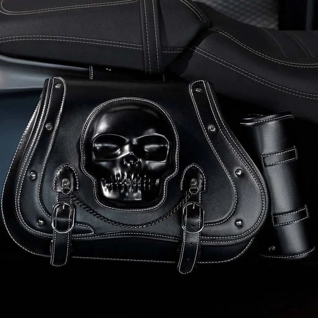 Retro Motorcycles Front Hang Bag High Quality PU Leather Cruising Equipment Punk Style Large Capacity Moto Luggage Saddle Bags - AMIR BAGS INDIA PRIVATE LIMITED