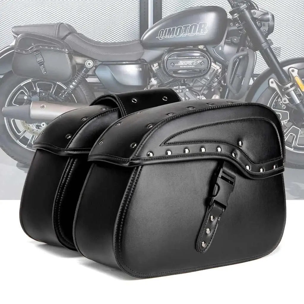 Retro Motorcycles Front Hang Bag High Quality PU Leather Cruising Equipment Punk Style Large Capacity Moto Luggage Saddle Bags - AMIR BAGS INDIA PRIVATE LIMITED