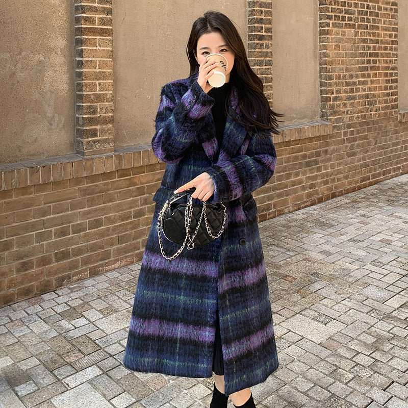 Retro Plaid Woolen Coat Women - AMIR BAGS INDIA PRIVATE LIMITED