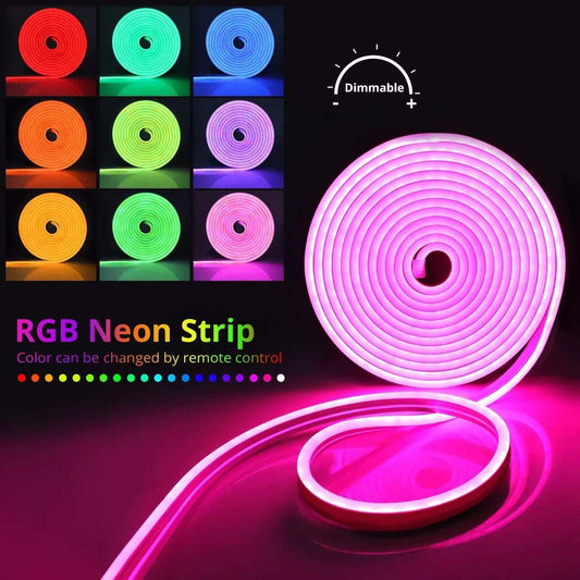 RGB Neon LED Strip Lights Tuya App Control 16Colors Dimmable DIY Waterproof Flexible Ribbon Tape Neon Lights for Room Decoration - AMIR BAGS INDIA PRIVATE LIMITED
