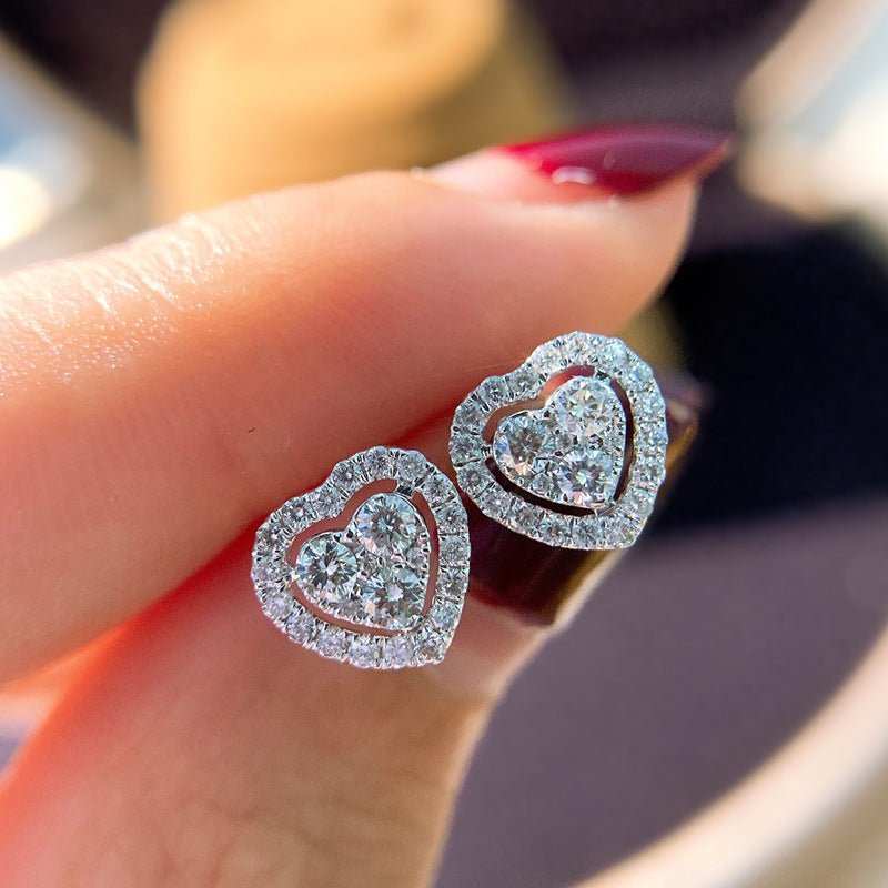 Rhinestone Love Stud Earrings For Women Temperament Fashion Heart - shape Earrings - AMIR BAGS INDIA PRIVATE LIMITED