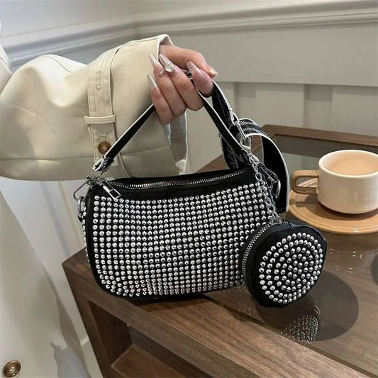Rhinestone Shoulder Bag With Small Purse Fashion Party Underarm Crossbody Bag For Women Luxury Designer Bags - AMIR BAGS INDIA PRIVATE LIMITED