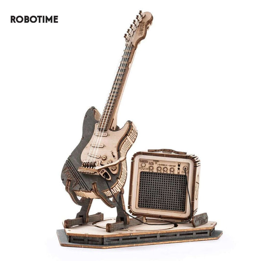 Robotime Rokr Electric Guitar Model Gift For Kids Assembly Creative Toys Building Block Set 3D Wooden Puzzle TG605K - AMIR BAGS INDIA PRIVATE LIMITED