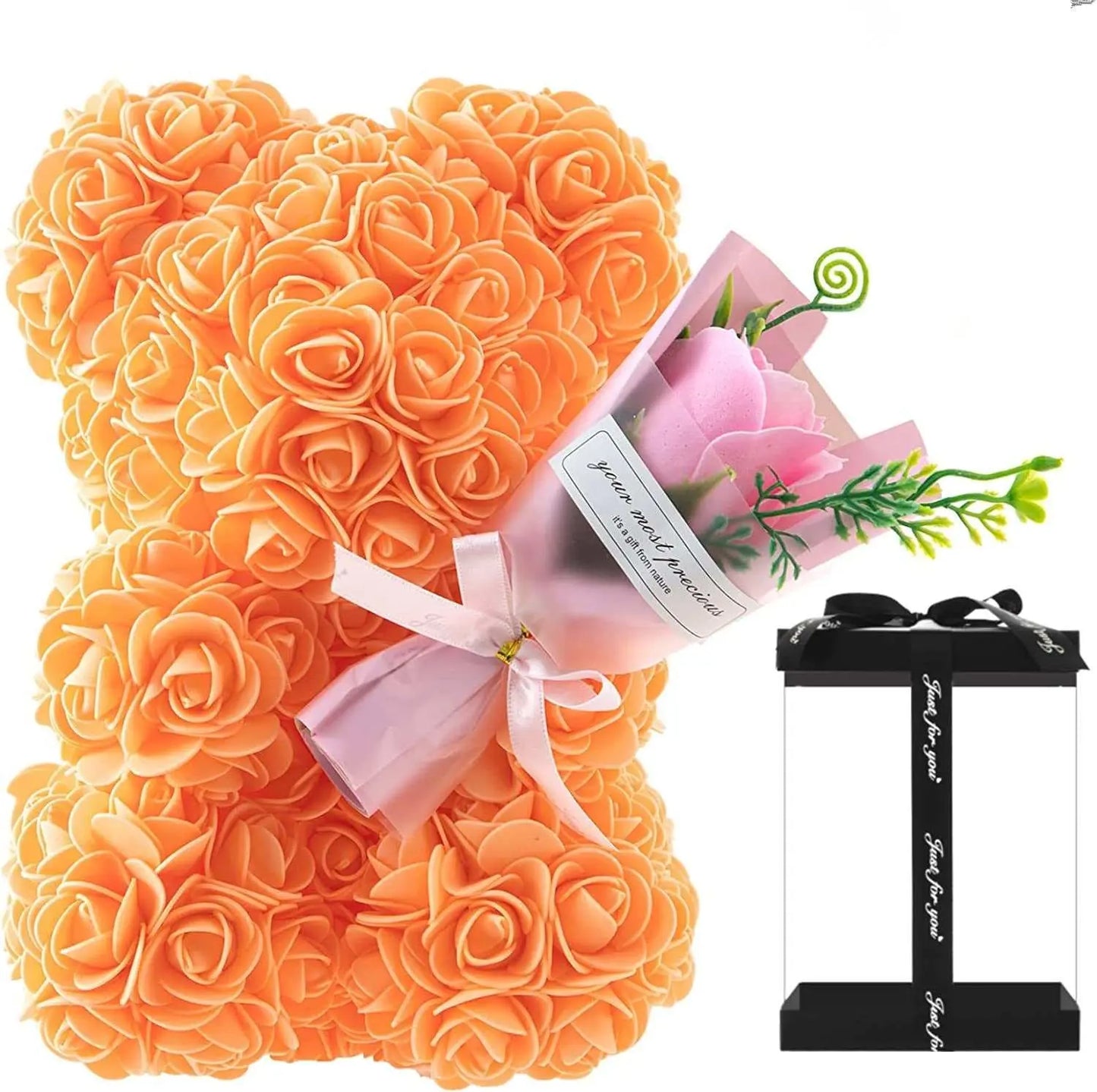 Rose Bear Preserved Fresh Flower Valentine's Day Birthday Gift - AMIR BAGS INDIA PRIVATE LIMITED
