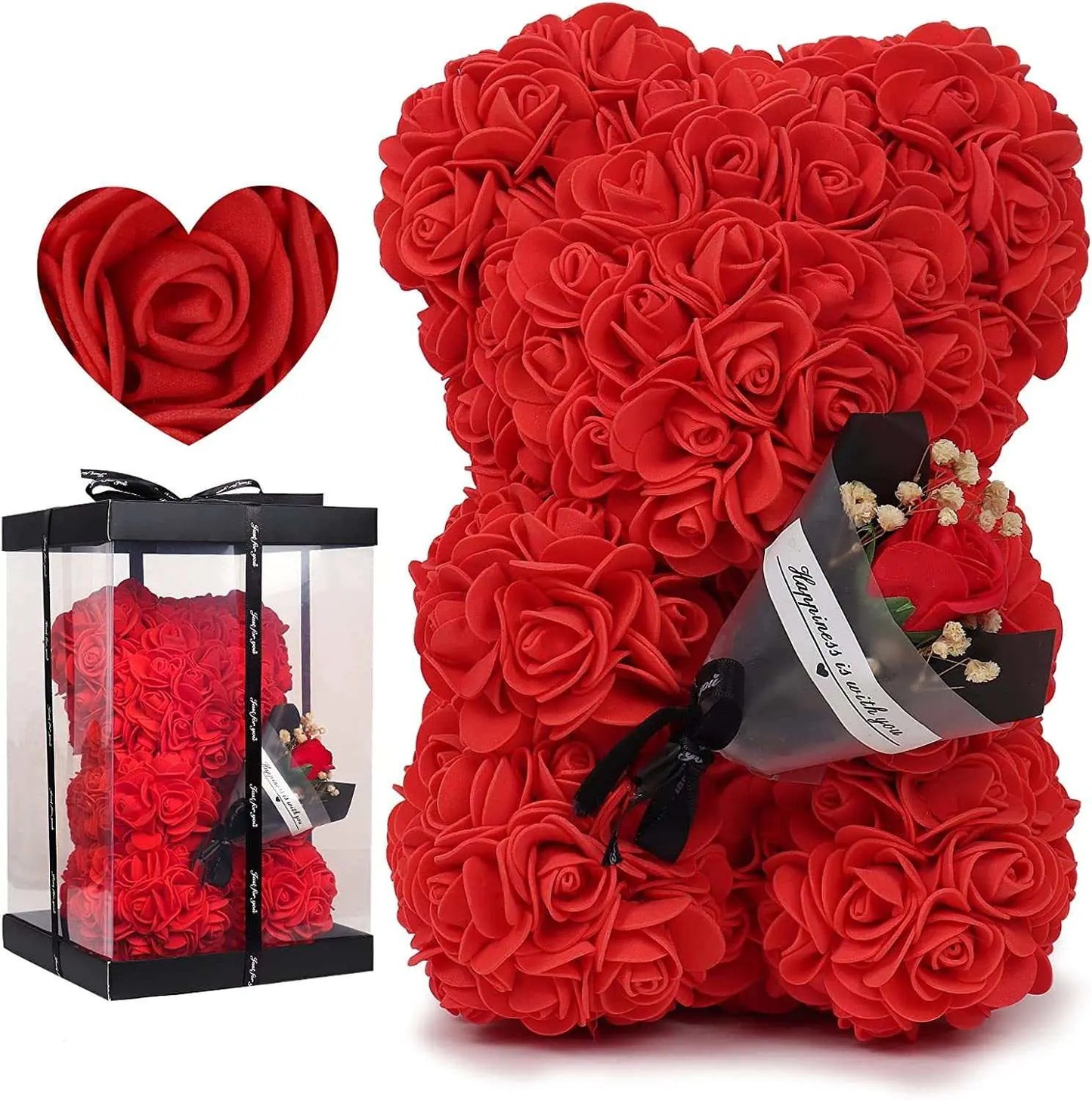 Rose Bear Preserved Fresh Flower Valentine's Day Birthday Gift - AMIR BAGS INDIA PRIVATE LIMITED