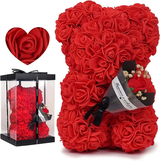 Rose Bear Preserved Fresh Flower Valentine's Day Birthday Gift - AMIR BAGS INDIA PRIVATE LIMITED