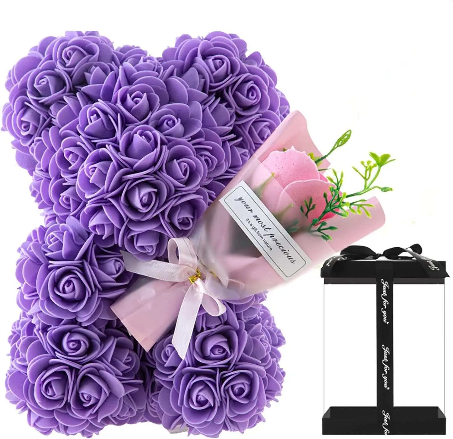 Rose Bear Preserved Fresh Flower Valentine's Day Birthday Gift - AMIR BAGS INDIA PRIVATE LIMITED