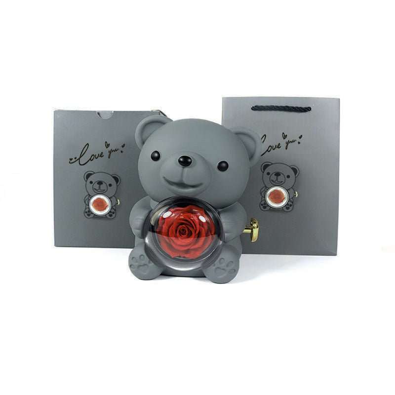 Rotating Bear Gift Box Rose Jewelry Box - AMIR BAGS INDIA PRIVATE LIMITED