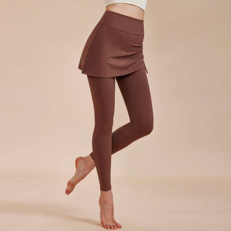 Short Skirt Design Yoga Pants Fake Two - piece Anti - exposure Butt - covering Seamless High - waisted Leggings For Dance Sports Fitness Pants - AMIR BAGS INDIA PRIVATE LIMITED