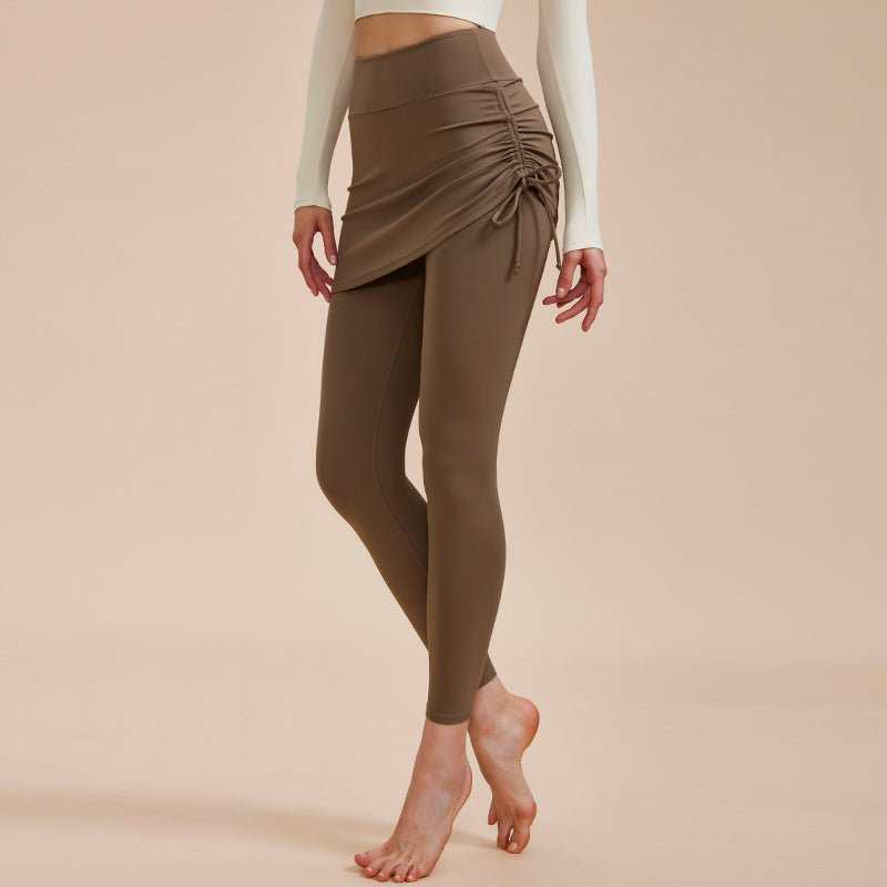 Short Skirt Design Yoga Pants Fake Two - piece Anti - exposure Butt - covering Seamless High - waisted Leggings For Dance Sports Fitness Pants - AMIR BAGS INDIA PRIVATE LIMITED