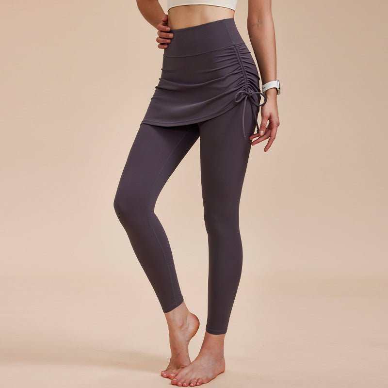 Short Skirt Design Yoga Pants Fake Two - piece Anti - exposure Butt - covering Seamless High - waisted Leggings For Dance Sports Fitness Pants - AMIR BAGS INDIA PRIVATE LIMITED