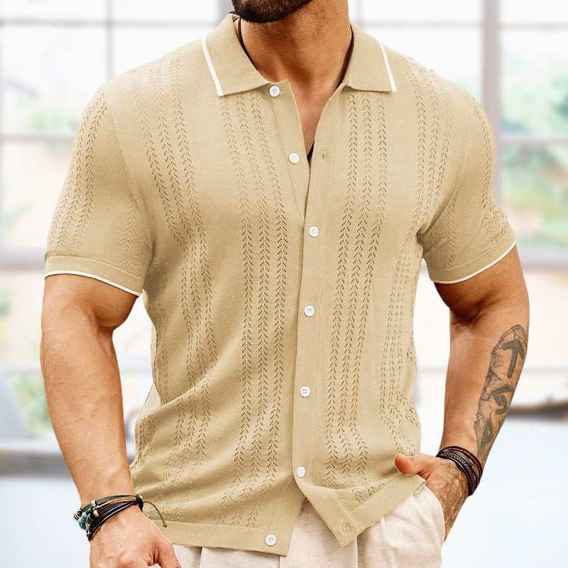 Short-sleeved Polo Shirt Summer Button Lapel Top Fashion Business Men'Overview:Unique design, stylish and beautiful.Good material, comfortable wear.A variety of colors, any choice.
 Product information:Pattern: solid color Details of cDropshipmanAMIR BAGS INDIA PRIVATE LIMITEDnull