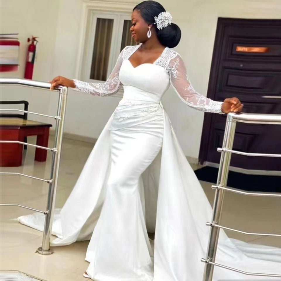 Slim High Waist White Satin Party Bridal Wedding Dress - AMIR BAGS INDIA PRIVATE LIMITED