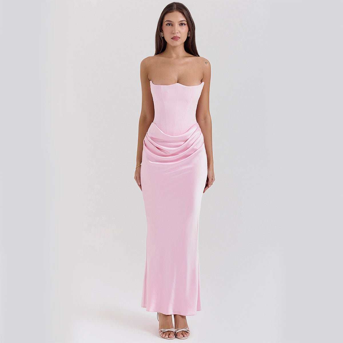 Slim Tube Top Long Dress Sexy Fashion Bandeau Backless Party Evening Dresses For Women Clothing - AMIR BAGS INDIA PRIVATE LIMITED