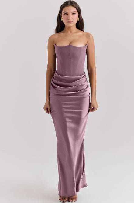 Slim Tube Top Long Dress Sexy Fashion Bandeau Backless Party Evening Dresses For Women Clothing - AMIR BAGS INDIA PRIVATE LIMITED