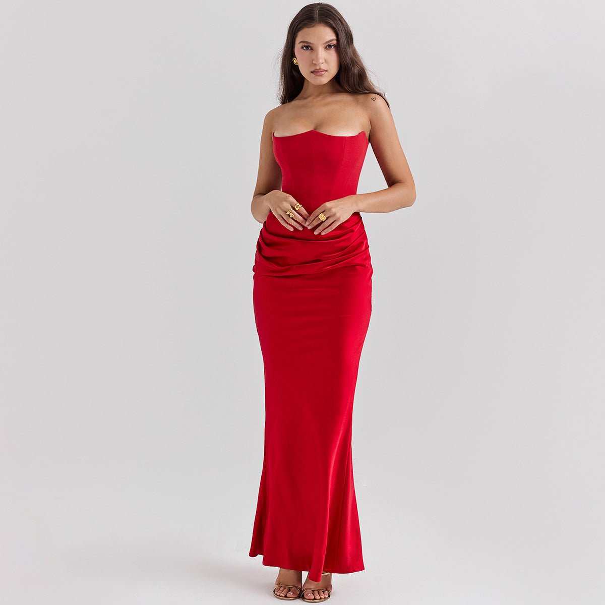 Slim Tube Top Long Dress Sexy Fashion Bandeau Backless Party Evening Dresses For Women Clothing - AMIR BAGS INDIA PRIVATE LIMITED