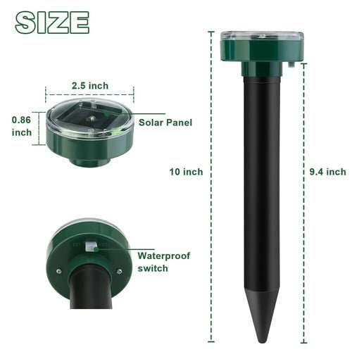 Solar Power Animal Repeller Ultrasonic Mole Pest Cat Mice Rodent - AMIR BAGS INDIA PRIVATE LIMITED