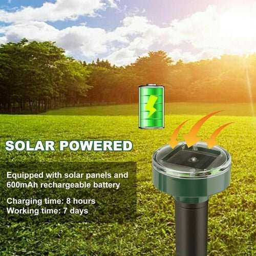 Solar Power Animal Repeller Ultrasonic Mole Pest Cat Mice Rodent - AMIR BAGS INDIA PRIVATE LIMITED