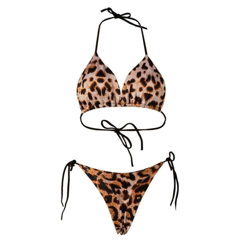 Solid Color Lace - up Bikini Three - point T - back Swimsuit Suit With Chest Pad Beach Womens Clothing - AMIR BAGS INDIA PRIVATE LIMITED