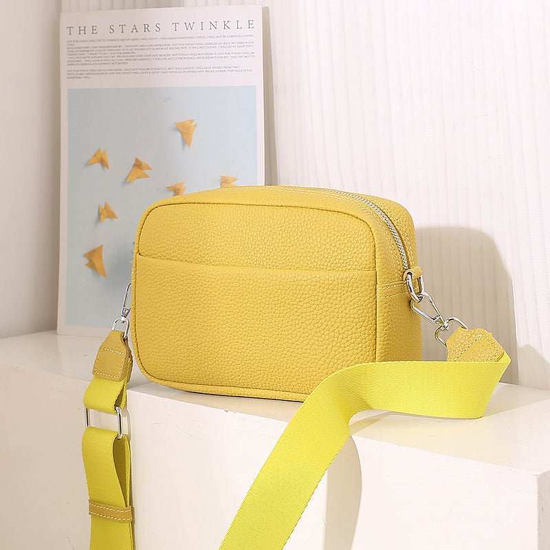 Solid Color Messenger Bag Women's Wide Shoulder Strap Shoulder Bag Small Square Bag - AMIR BAGS INDIA PRIVATE LIMITED