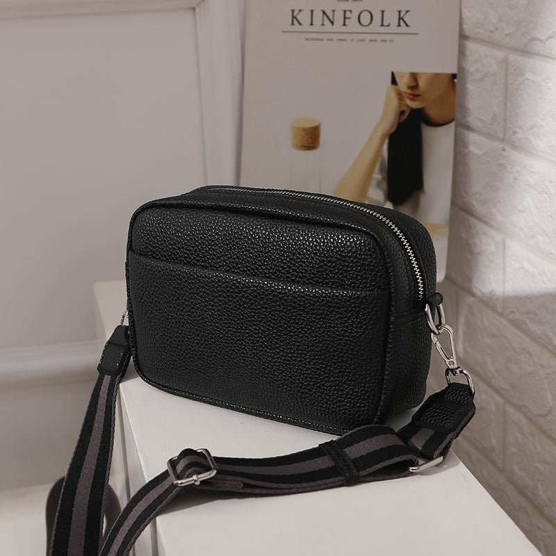Solid Color Messenger Bag Women's Wide Shoulder Strap Shoulder Bag Small Square Bag - AMIR BAGS INDIA PRIVATE LIMITED