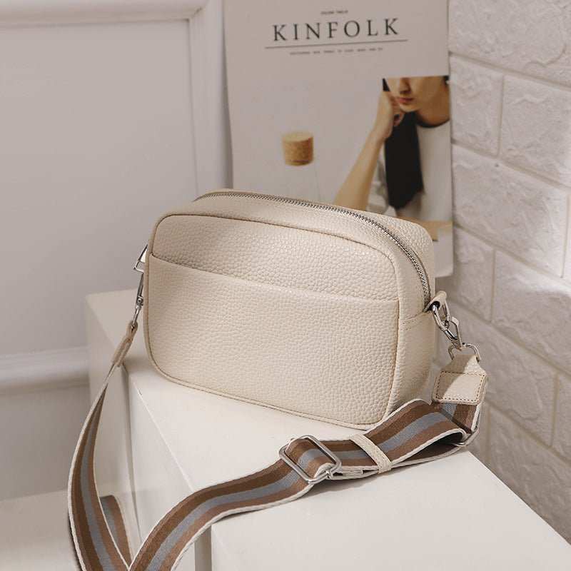 Solid Color Messenger Bag Women's Wide Shoulder Strap Shoulder Bag Small Square Bag - AMIR BAGS INDIA PRIVATE LIMITED