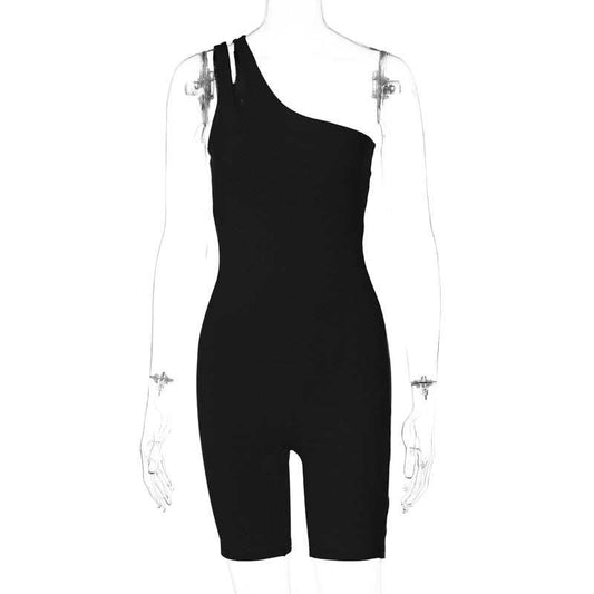 Solid Color One Shoulder Slim Fit Hip Raise Sports Yoga Jumpsuit - AMIR BAGS INDIA PRIVATE LIMITED
