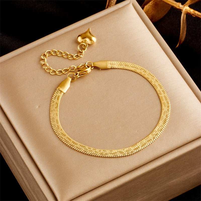 Stainless Steel Gold Plated Punk Fashion Double Layer Bracelet For Women Girl Snake Chain Party Luxury Jewelry - AMIR BAGS INDIA PRIVATE LIMITED