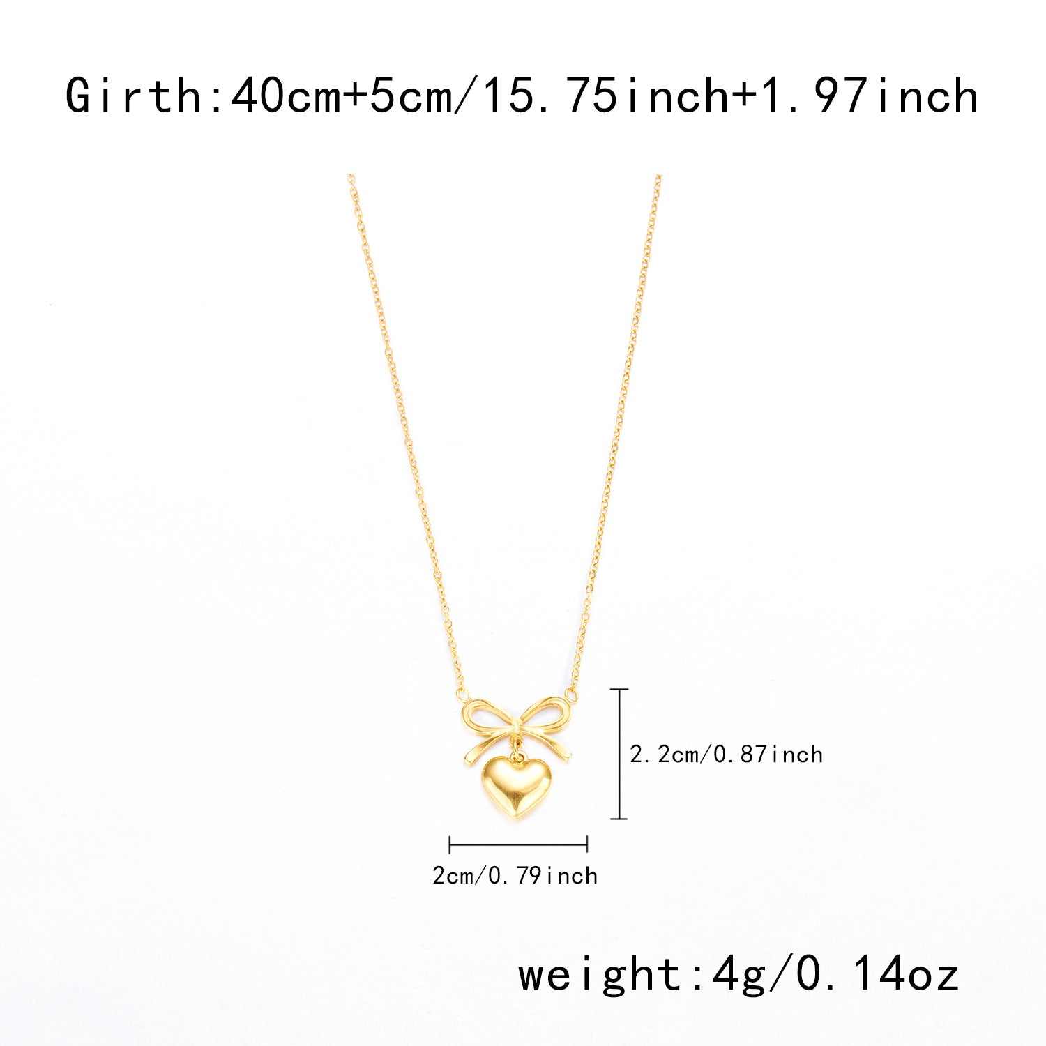 Stainless Steel New Fashion Fine Waterproof Jewelry Love Heart Bowknot Shape Charm Chain Choker Necklaces Pendant For Women Fashion Jewelry - AMIR BAGS INDIA PRIVATE LIMITED