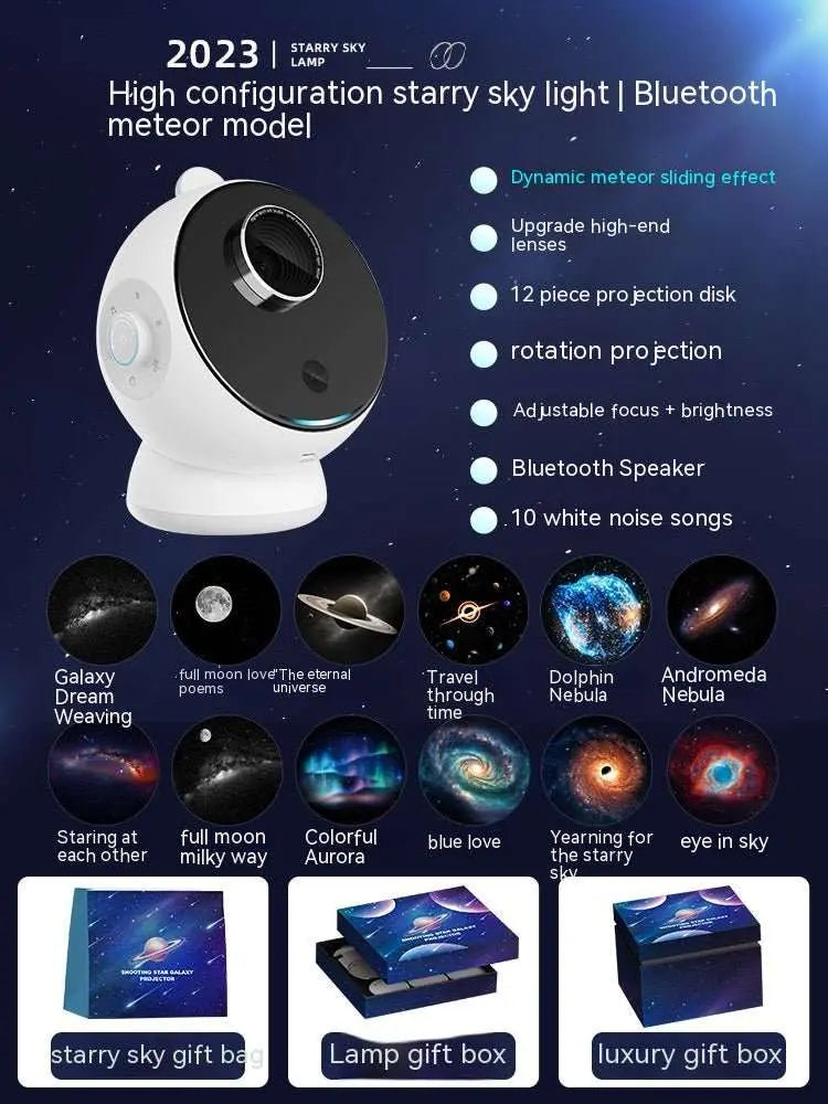 Star Light Projector Creative Galaxy Ambience LightProduct information:Power supply mode: Built-in battery Light color: charging, Bluetooth (6 pieces), Bluetooth-Meteor (6 pieces), Bluetooth (12 pieces), Bluetooth-MeDropshipmanAMIR BAGS INDIA PRIVATE LIMITEDnull
