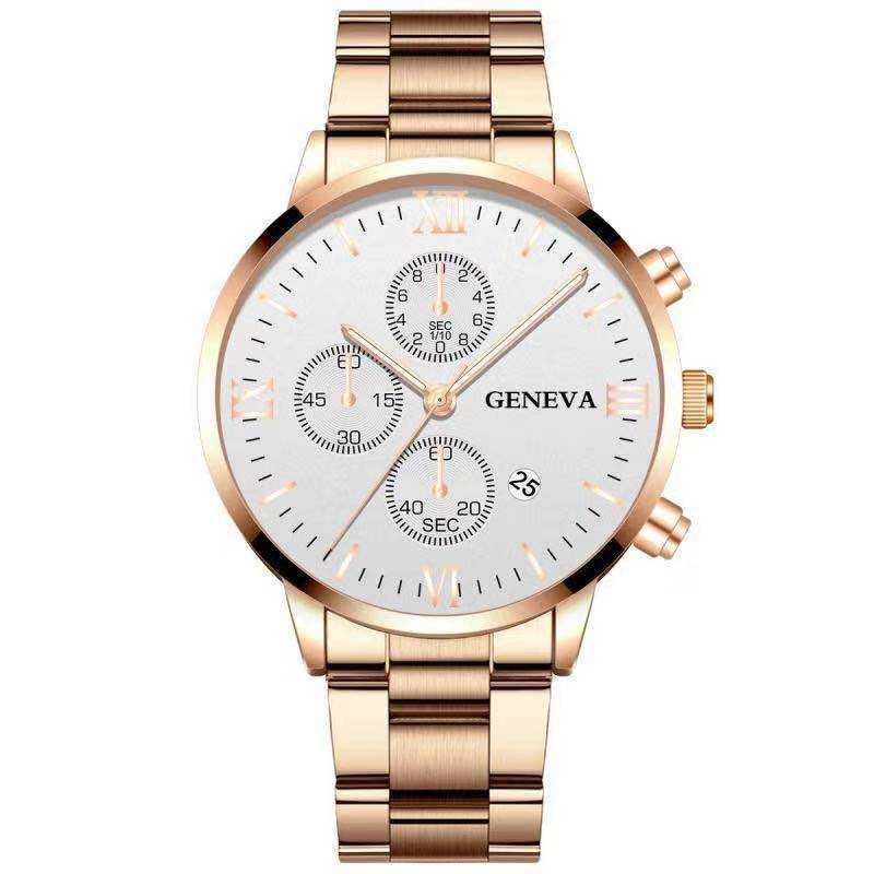 Steel Watch Men's Stainless Steel Three - eye Calendar - AMIR BAGS INDIA PRIVATE LIMITED